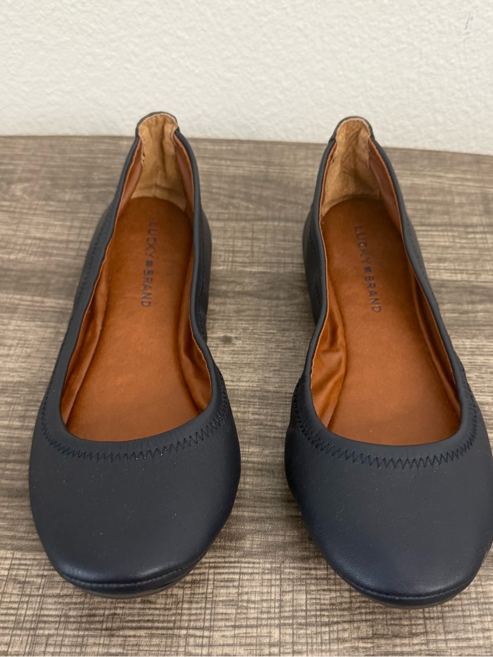 Lucky Brand Black Round-Toe Ballet Flats Dark Navy